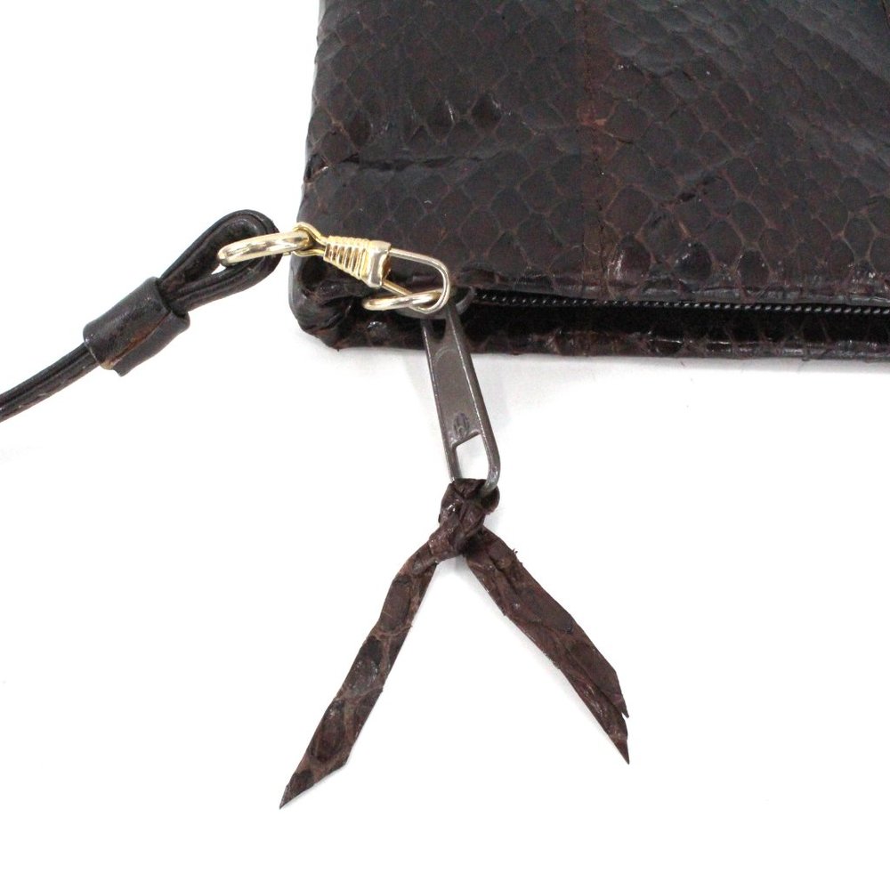 VTG 70s Genuine Snakeskin Purse Convertible Strap Clutch Dark Brown Shoulder Bag - Picture 6 of 14